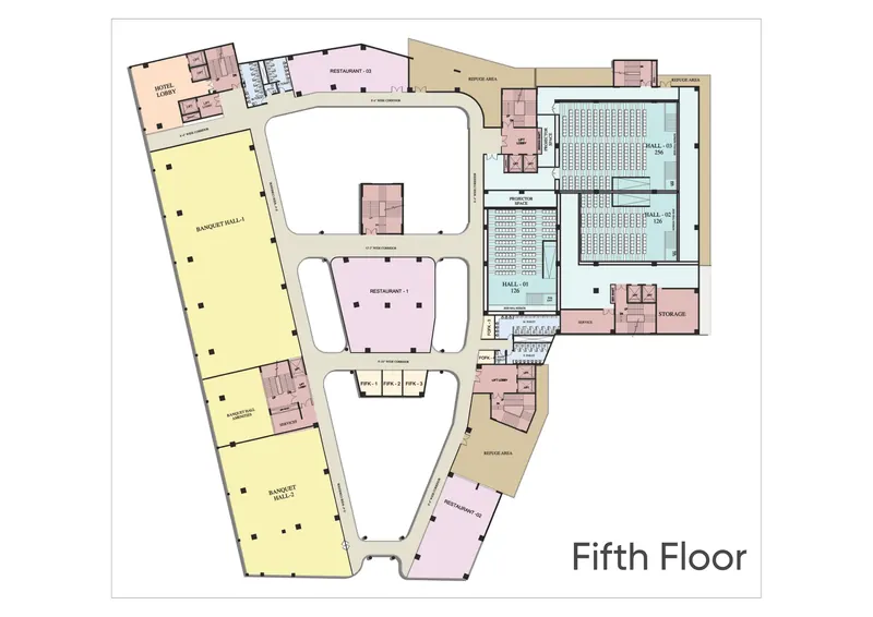 Mall of Aligarh fifth floor plan – studio apartments